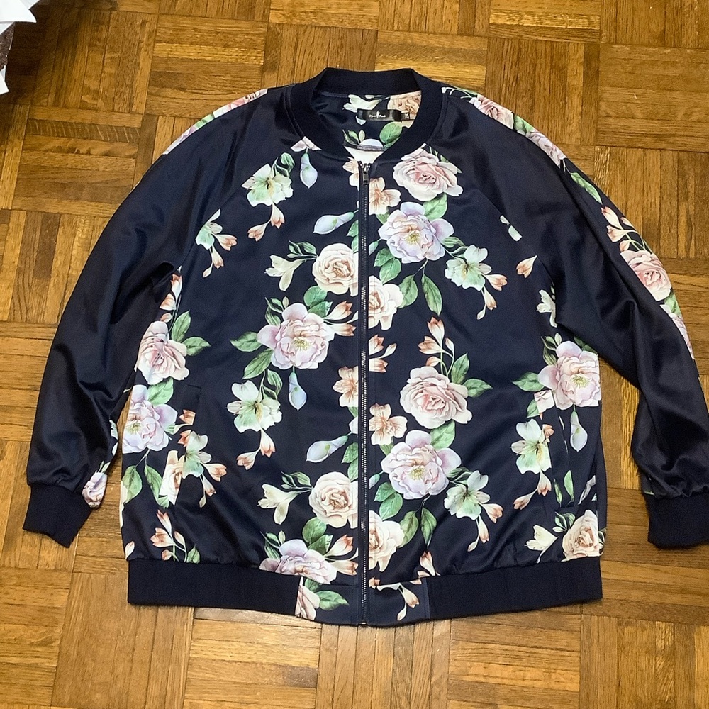 Satin baseball jacket with pockets